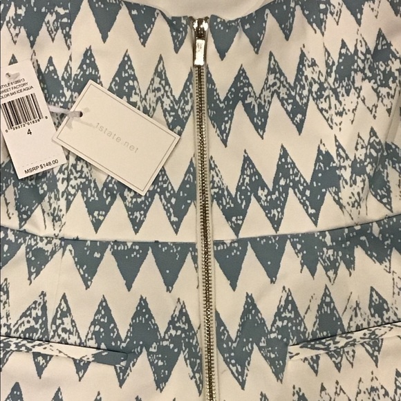 🎉HP🎉NWT 1.STATE Boho Blue and White Chevron Print Strapless Romper Size 4 - Picture 8 of 8